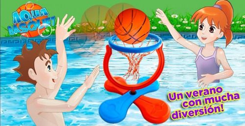 Imagen 6 de 10 de Aro Basquet Agua Pileta Waterpolo + Pelota Aqua Juegosol