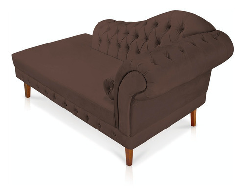Divã Recamier Mônaco 165 Cm Suede Pés Chanfrado D'rossi Cor Marrom