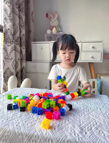 Blocos Numéricos Mathlink Cubes, 100 Unidades, Inclui Adesiv