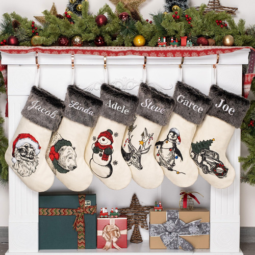 Calcetín De Navidad Bordado Suave Para Decoraciones 2023