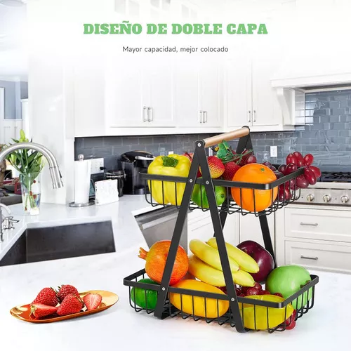 Cesta De Frutas De 2 Niveles Countertop Frutero De Metal Cocina  Almacenamiento..