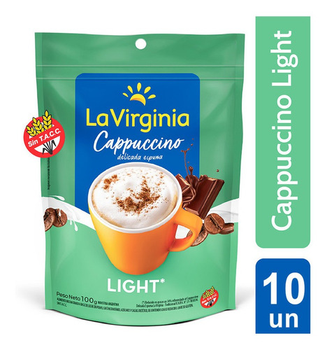La Virginia Cappuccino Espuma Instantenea Light 100gr X 10un