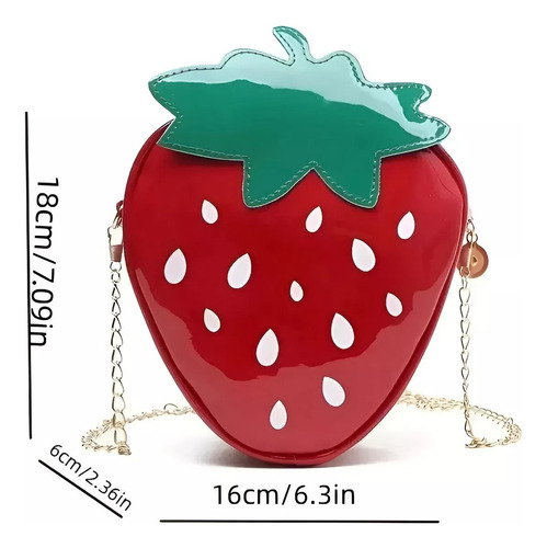 Bolso Mini Fresa Lindo, Práctico Y Con Cadena Dorada
