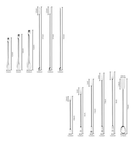 12-piece 304 Stainless Steel Laboratory Spatula,