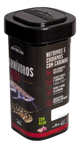 Ração Para Peixes Carnívoros Fundo Nutricon Com Alho 450g