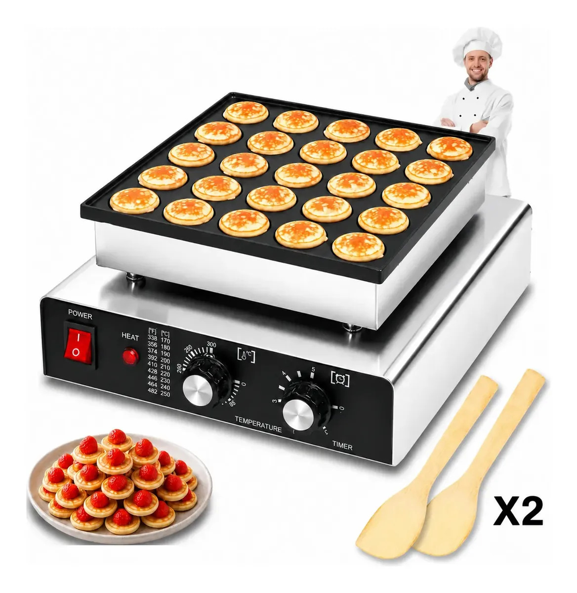 Máquina Industrial Penxua Mini Hotcakes Waffles Eléctrica 25 Porciones