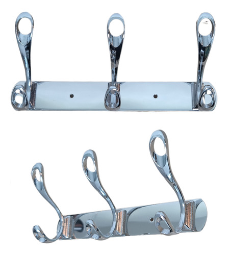 Perchero De Pared Metálico Cromado 3 Ganchos H