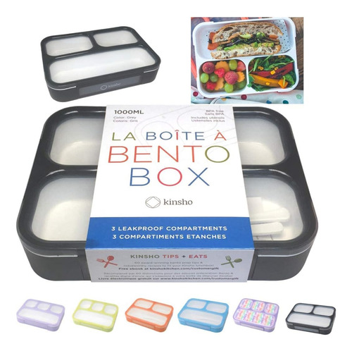 Caja Bento Para Almuerzo, Eco-friendly, 3 Compartimentos, Sl