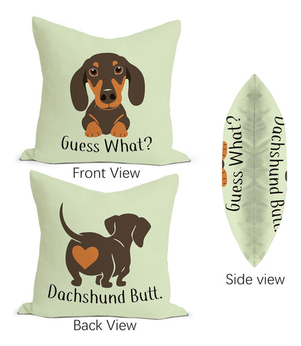 Almohas Decorativas Con Forma De Perro Salchicha, Color Verd