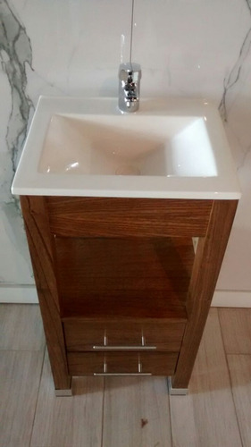 Imagen 3 de 6 de Vanitory 40cm Ancho Color Miel C/2 Cajones Barrita