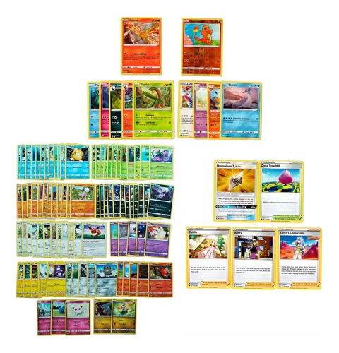 Cartas Pokémon  Lote100 Cartas Originales + 2holo + 2reverse