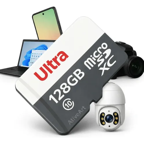 Cartão De Memória 128 Gb Micro Sd Classe 10 Ultra 100mb/s, Para Drones, Celulares, Câmeras Wi-fi, Com Adaptador Sd