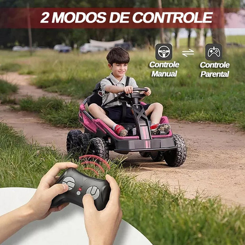 Mini Kart Elétrico Infantil Mega Force Baby Style 24v Com Controle Remoto Som Luz Cor Rosa Voltagem Do Carregador 110v/220v