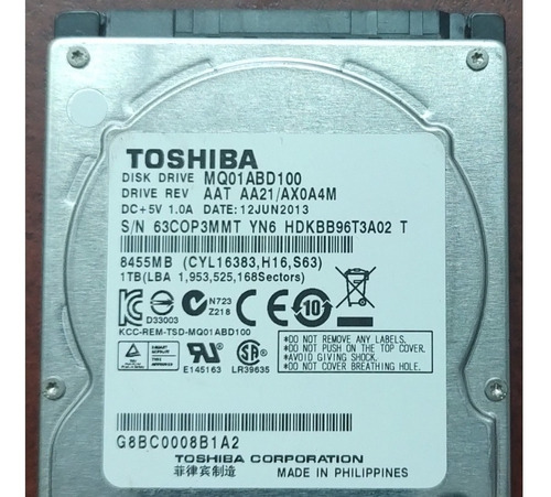 Disco Duro Interno 1 Tb Toshiba 2.5  1tb Al 100% Laptop 