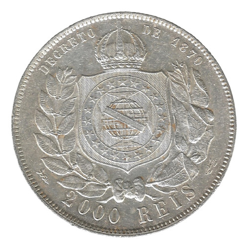 Moeda Prata Brasil Império 2000 Réis 1889 D. Pedro #21