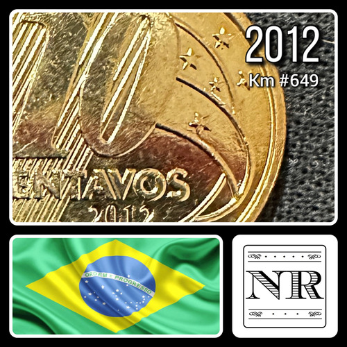 Brasil - 10 Centavos - 2012 - Km #649 - Pedro I :