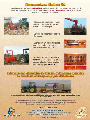 Imagen 3 de 6 de Desvaradora Molino 30 Marca Azteca Desc/remolque