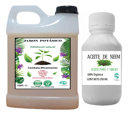 1 Lt Jabon Potasico + 250ml De Aceite De Neem 100 % Puro