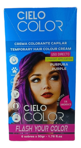 Tintura Cielo Color Tono Purpura Para Cabello X 6 Sobres