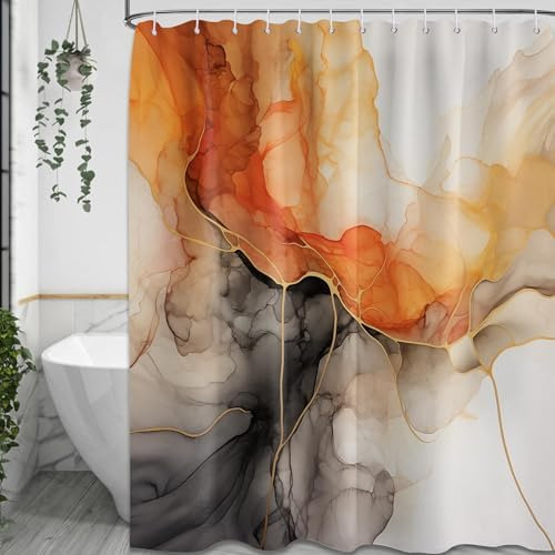 Modren - Cortina De Ducha Abstracta De Mármol, Para Decoraci