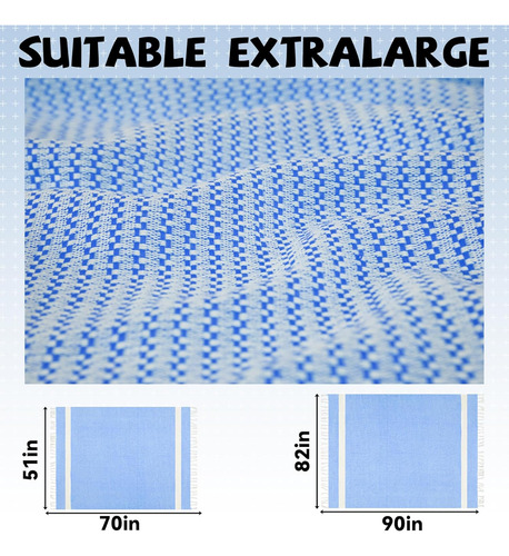 Manta Azul De Tejido Suave Para Sala, Decorativa, 137cm X 18