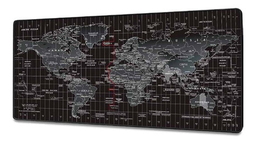 Mouse Pad Gamer Mapa Mundial 90x40cms - Ps Color Negro