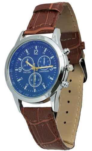 Reloj Analogo De Pulsera Tipo Yazole Azul Hombre M9102 C Color de la correa Café Color del bisel Plateado