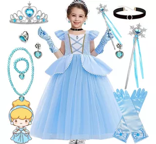 Vestido De Princesas Cenicienta Para Niñas Disfraces Con Accesorios Para Carnaval Halloween De Pascua Cosplay Infantil Fantasía Fiestas Cumpleaños