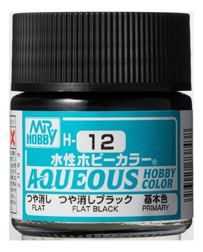 Mr Hobby Aqueous H12 Color Flat Black Negro Mate Modelismo