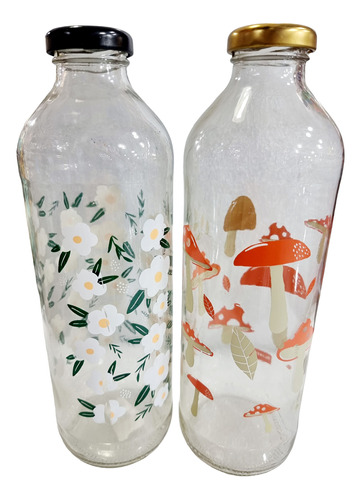 Botellas De Vidrio Unicos Diseños De Olivertadeco X2 Unid