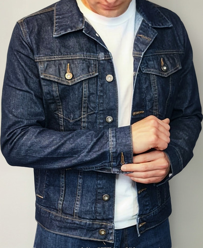 Cazadora Denim Chamarra Mezclilla Hombre Corte Regular