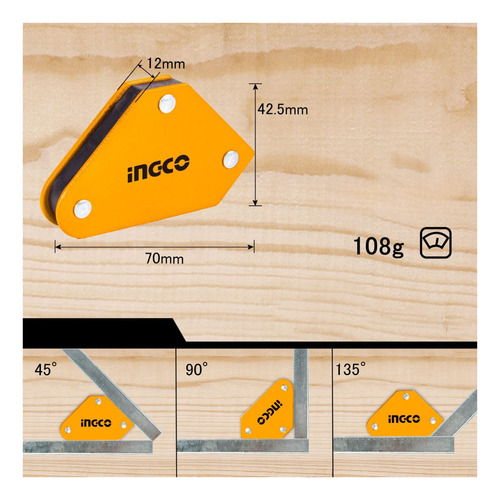 Set De 4 Escuadras Magneticas Para Soldar Ingco Amwh4001