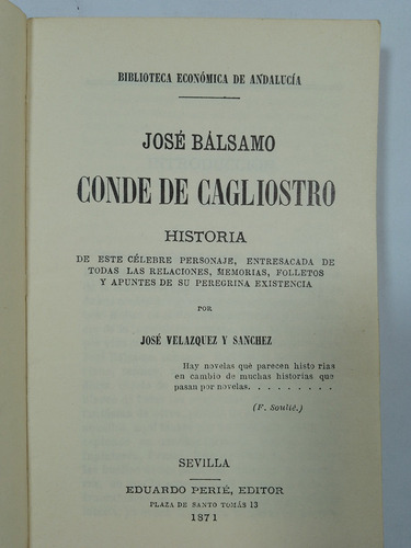 Conde De Cagliostro - José Bálsamo (Usado)