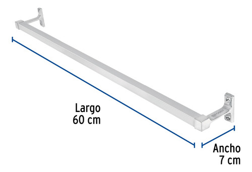 Toallero De Barra Largo, Metálico, Cromo, Basic