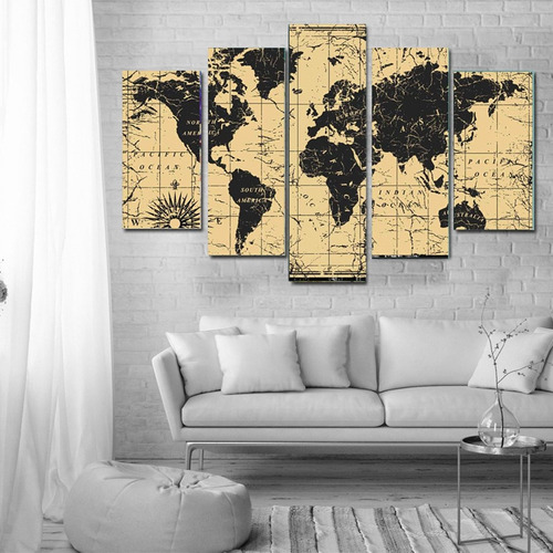 Imagen 1 de 4 de Planisferio Mapas Mundo  150x100 Tela Canvas  Políptico 