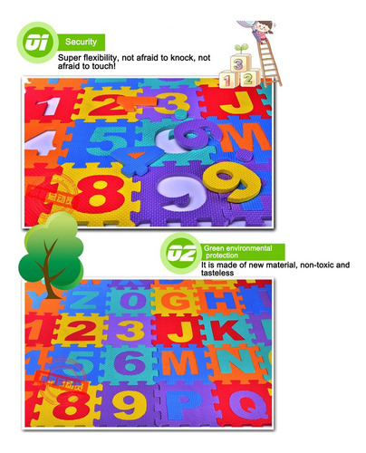 K A Alfombrilla De Espuma For Bebés, 36 Piezas, 6,1 X 6,1