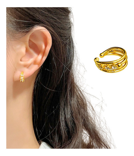 Aretes Ear Cuff Mujer Moda Ajustable Sin Perforación Triada