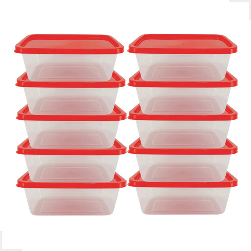 Kit 10 Potes 500ml Transparente Marmita Infantil Fitness Kit