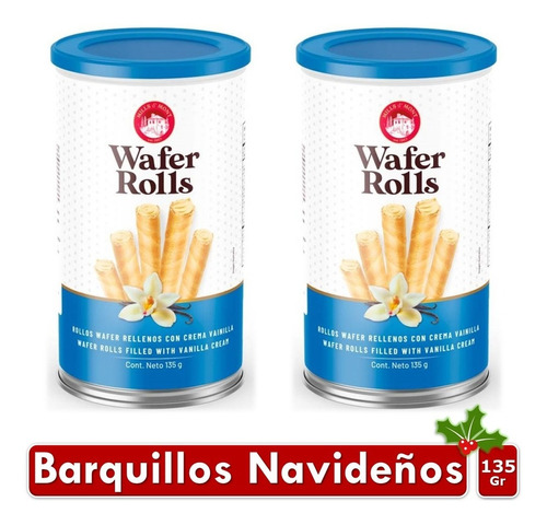 Barquillos De Vainilla Wafer Rolls 135gr X2 Uds