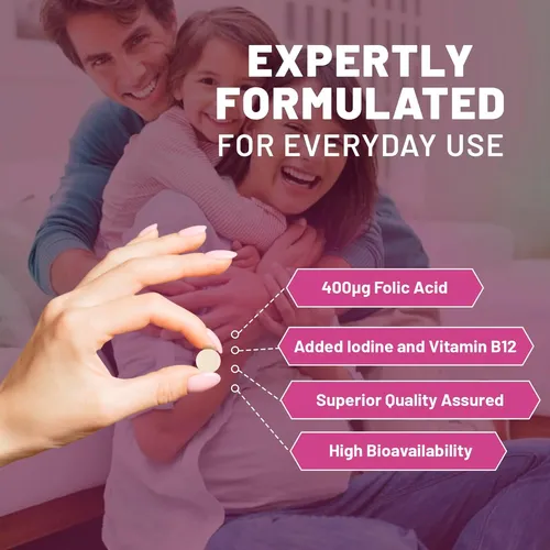Ácido Fólico 400 Mcg Tabletas Con Vitamina B12 Y Yodo Para C Sabor