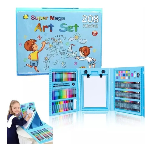 Set Arte Maleta 208 Piezas Caballete Crayon Didactico Niño