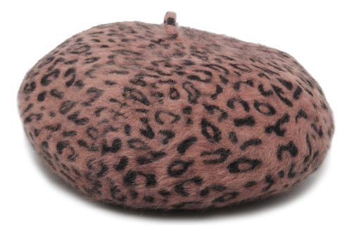 Boina Vasca Francés Animal Print Leopardo Angora Mujer