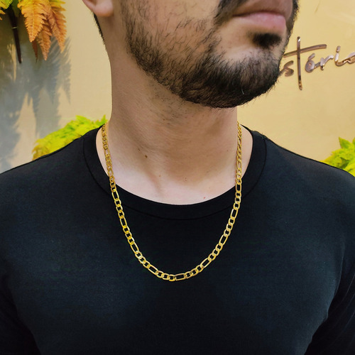 Corrente Cordão 7mm Em Tungstênio Não Descasca + Pulseira Cor Dourado