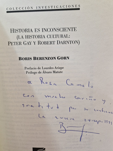 Historia Es Inconsciente. Boris Berenzon (Usado)