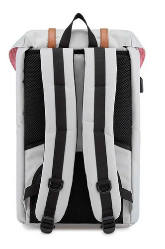 Mochila Himawari Okta 21 Litros Con Usb Color Gris Claro