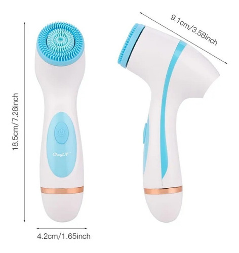 Cepillo Facial Celeste 3 En 1 Masajeador Limpieza Silicona