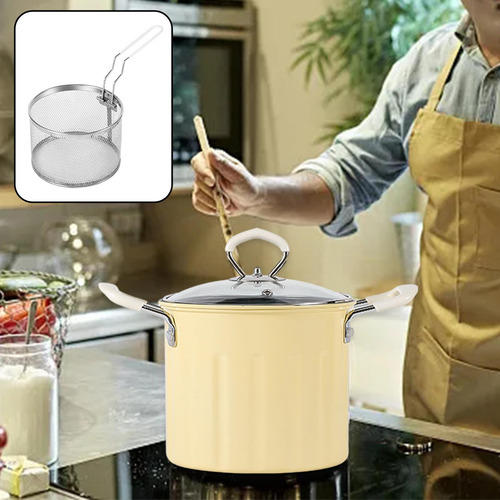 Sartén Profunda Con Mango Freidoras Olla Para Amarillo