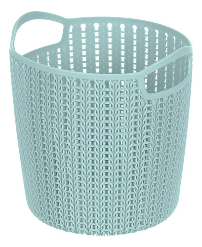 Miniso Bote De Almacenamiento Redondo Tipo Canasta, Trenzado Color Azul