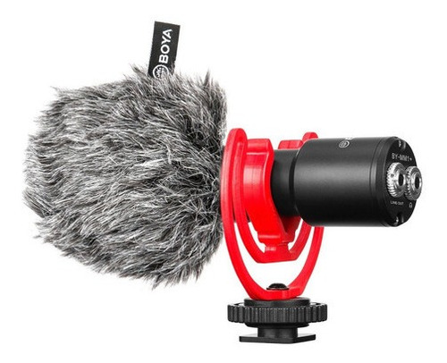 Microfone de câmera de vídeo celular Boya BY-MM1+ Plus com saída de fone de ouvido