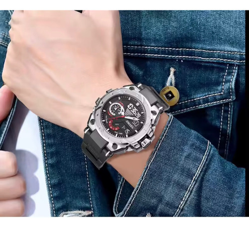 Reloj Smael 8060 Casual Uso Rudo Impermeable Moda Negro Cromo Negro